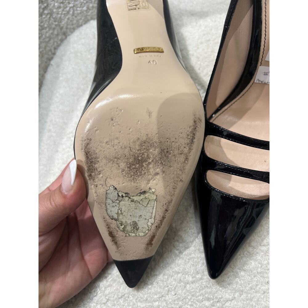 Gucci Black Patent Leather Mary Jane Heels  40 Good Condition with Dustbag & Box - Picture 3 of 10